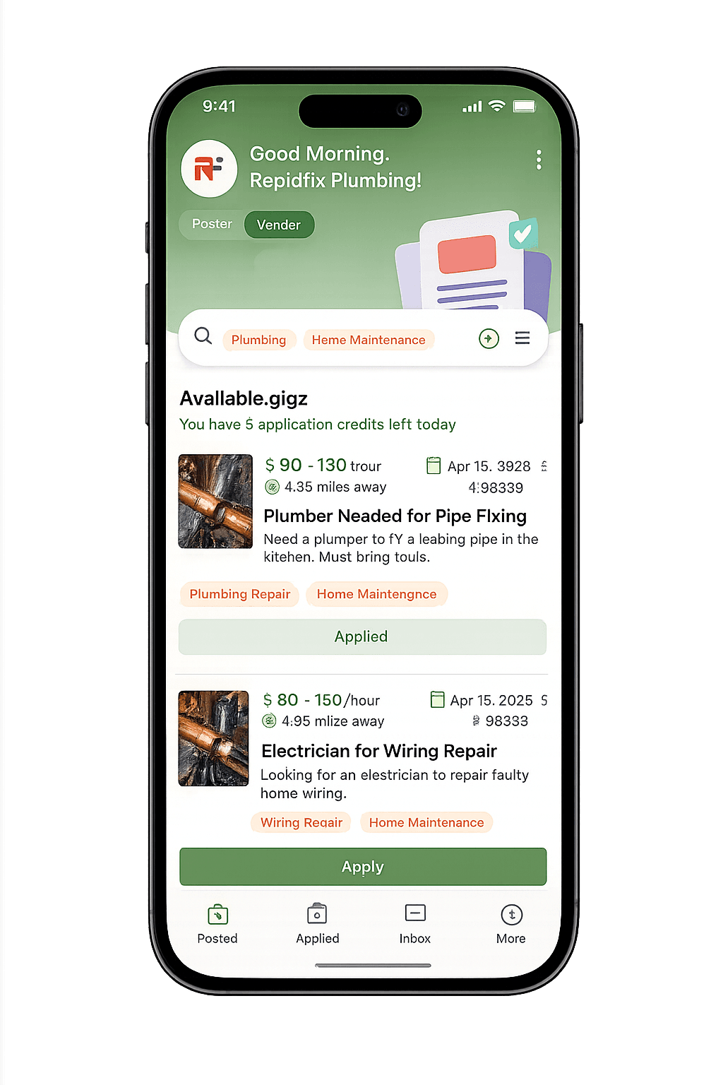 Homeowner reviewing contractor applications on Qiggz