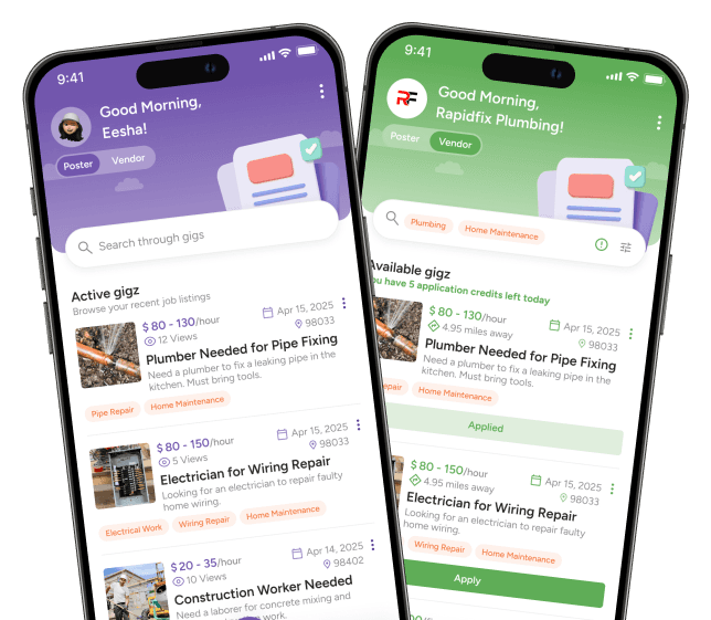 Homeowner reviewing contractor applications on Qiggz
